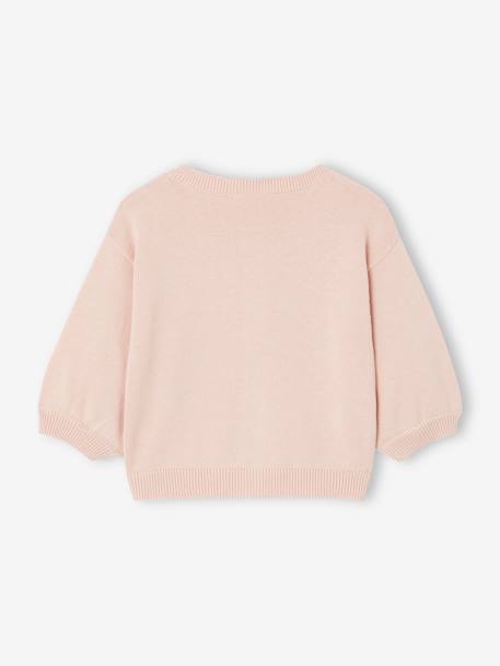 Cardigan basics en tricot bébé broderie coeur blanc+rose poudré 5 - vertbaudet enfant 