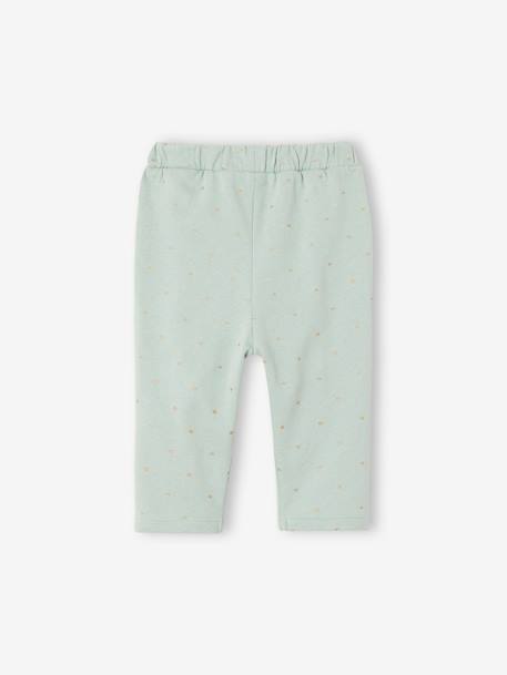 Pantalon molleton bébé fille bleu grisé+chaudron imprimé+écru+vert sauge 11 - vertbaudet enfant 