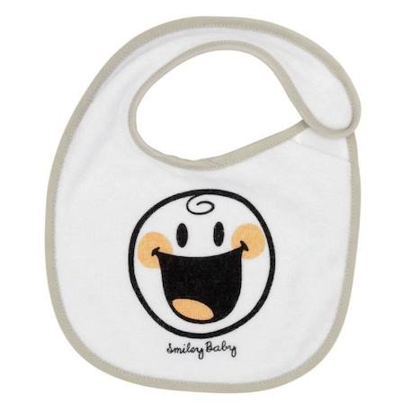 Bavoir SMILEY BABY® 0-4 mois - Blanc - 18x21 cm - 80% coton/20% polyester BLANC 3 - vertbaudet enfant 