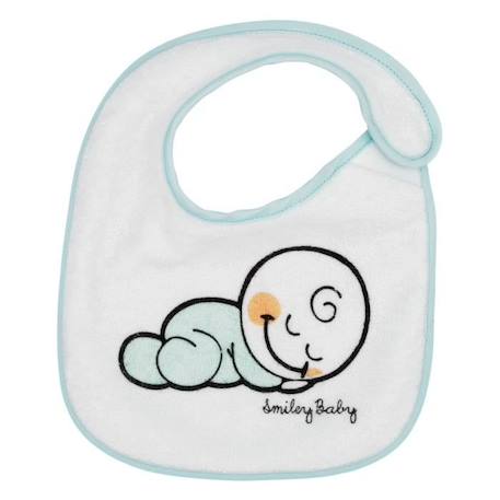 Bavoir SMILEY BABY® 0-4 mois - Blanc - 18x21 cm - 80% coton/20% polyester BLANC 2 - vertbaudet enfant 