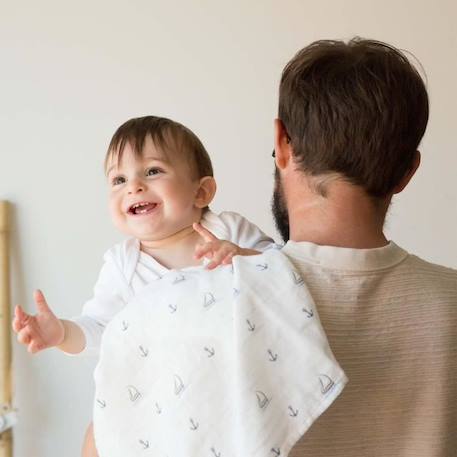 lot de langes Bleu pour bébé BLANC 2 - vertbaudet enfant 