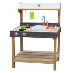 -AXI Rosa Cuisine Enfant en bois | Cuisine de jeu multifonctionnelle | Jouet à sable & eau avec kit d'accessoires de 17 pièces