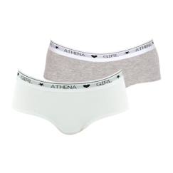 -ATHENA Lot de 2 boxers  Coton Ultra Doux Girl by Blanc FILLE