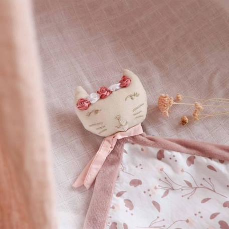 Doudou plat - TROIS KILOS SEPT - Chat - Rose - 26 x 26 cm - Bébé fille ROSE 3 - vertbaudet enfant 