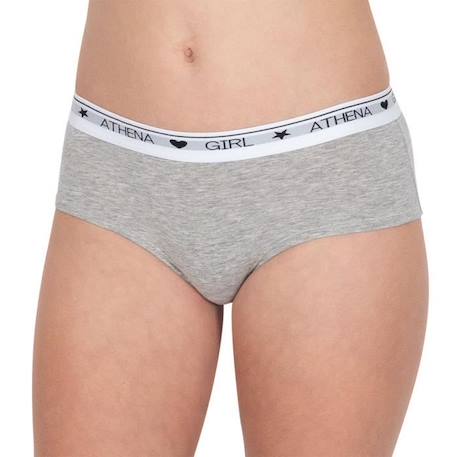 Boxers ATHENA - Lot de 2 - Coton stretch modal - Blanc-gris chiné - Fille BLANC 2 - vertbaudet enfant 