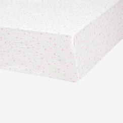 -Drap housse - Marque - 70 x 140 cm - Blanc étoiles roses - Jersey - Bébé - Rectangulaire
