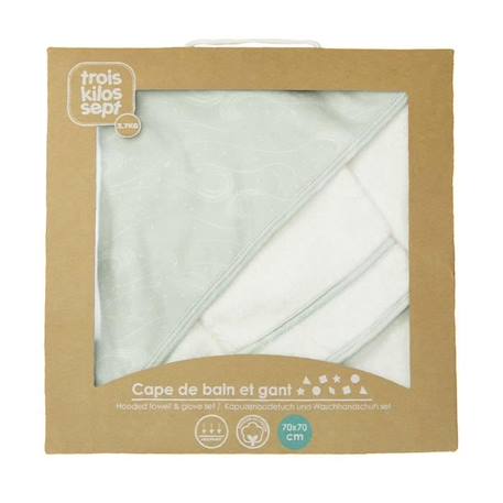 Cape de bain et gant de toilette Trois Kilos Sept - 100% coton - Mixte - 70 x 70 cm BLANC 3 - vertbaudet enfant 