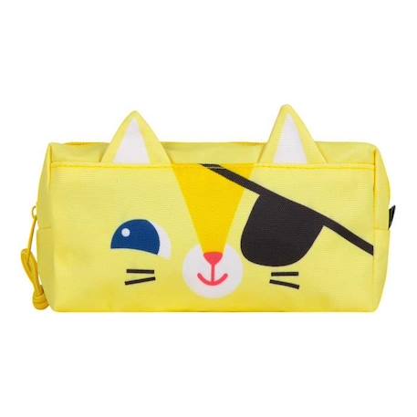 Garçon-Accessoires-Cartable, trousse-Trousse Chat Pirate - Draeger Paris - Grande - Jaune - Polyester recyclé - 19 x 6 x 13,5 cm