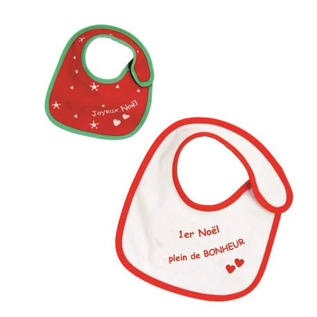 TROIS KILOS SEPT Lot de 2 bavoirs naissance - Noël ROUGE 1 - vertbaudet enfant 