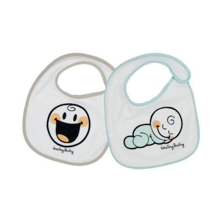 Bavoir SMILEY BABY® 0-4 mois - Blanc - 18x21 cm - 80% coton/20% polyester BLANC 1 - vertbaudet enfant 