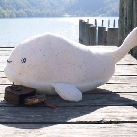 Peluche - Plush - Baleine - Blanc et beige chiné - 40 cm - Bébé BLANC 2 - vertbaudet enfant 