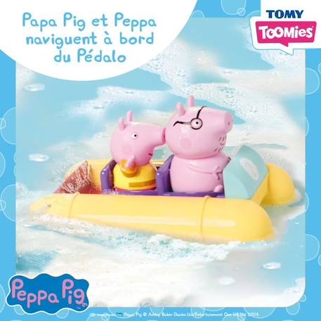 Pédalo Peppa Pig - TOMY - Jouet de bain - Figurines gicleurs d'eau - Mécanisme à ficelle JAUNE 6 - vertbaudet enfant 