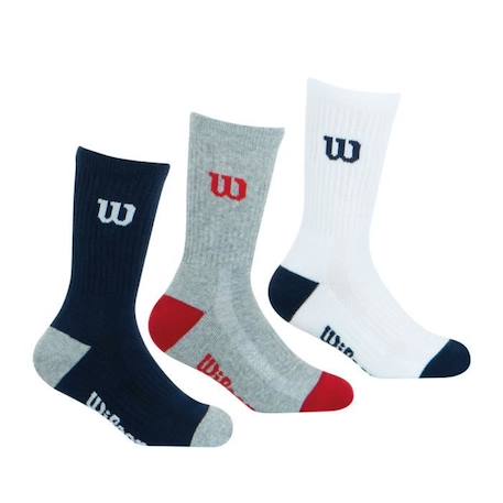 Garçon-Chaussettes Wilson pour garçon - Lot de 3 paires - Blanc bleu gris