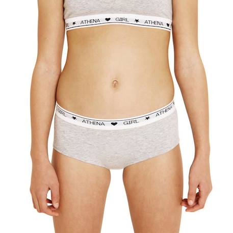 ATHENA Lot de 2 boxers Coton Ultra Doux by    Gris chiné-Bleu lagon FILLE GRIS 3 - vertbaudet enfant 