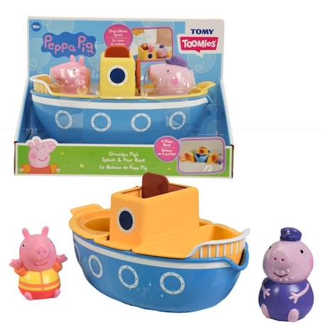 Bateau miniature naval - TOMY - Peppa Pig - 12 mois - Jaune et bleu - Verseurs et roue à eau JAUNE 1 - vertbaudet enfant 