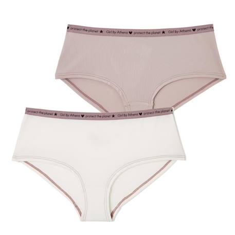 Lot de 2 boxers Micro recyclé ATHENA - Fille - Naturel-café latte BEIGE 4 - vertbaudet enfant 