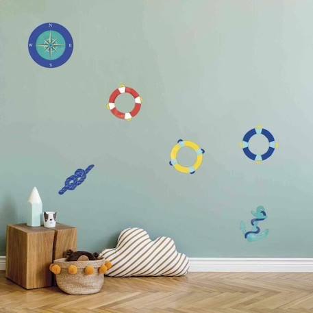 Sticker Mural Bouées Tricolores - Draeger Paris - Enfant - Multicolore - 20,5 x 20 cm BLEU 3 - vertbaudet enfant 