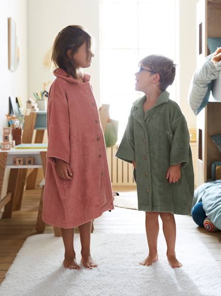 Peignoir Oversize enfant avec coton recyclé personnalisable bois de rose+vert sapin 10 - vertbaudet enfant 