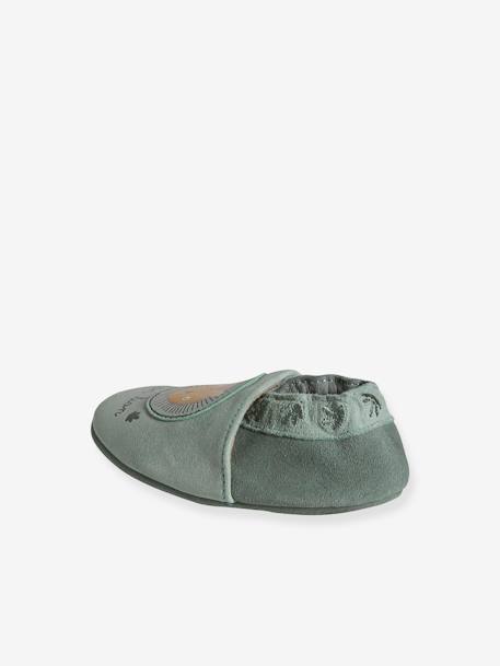 Chaussons élastiqués en cuir souple bébé vert sauge 4 - vertbaudet enfant 