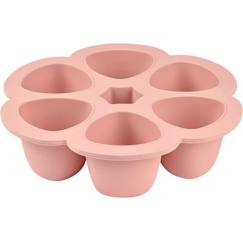 BEABA Multiportions en silicone de qualité premium, résistance thermique, couvercle hermétique, Fabriqué en Italie, 6x90 ml rose  - vertbaudet enfant