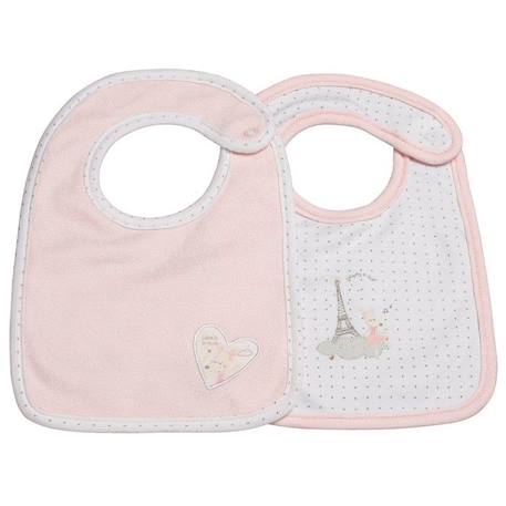 Lot de 2 bavoirs en coton Rose ROSE 1 - vertbaudet enfant 