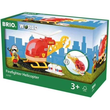 Hélicoptère des Pompiers BRIO World - Circuit de train en bois aimanté - Rouge et Jaune - Mixte dès 3 ans ROUGE 1 - vertbaudet enfant 