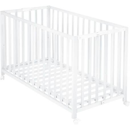 ROBA Lit Bébé Pliant 60x120 cm en Bois Massif - Fold Up - Hauteur Réglable - Roulettes à Freins - Blanc BLANC 1 - vertbaudet enfant 