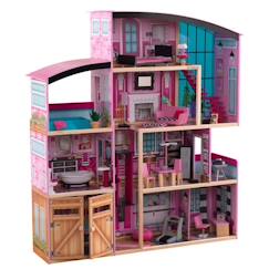 Jouet-Poupons et poupées-Poupées mannequins et accessoires-KidKraft - Maison de poupées Shimmer en bois avec 30 accessoires inclus