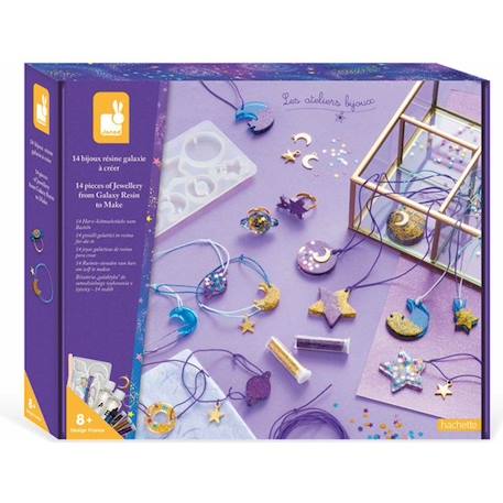 Kit Loisir Créatif Enfant JANOD - Les Ateliers Bijoux - 14 Bijoux Résine Galaxy À Créer VIOLET 1 - vertbaudet enfant 