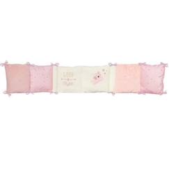 Linge de maison et décoration-DOMIVA Tour de lit Jolly - Microfibre 100% Polyester - Adaptable - Blanc/Rose - 30 x 180 cm