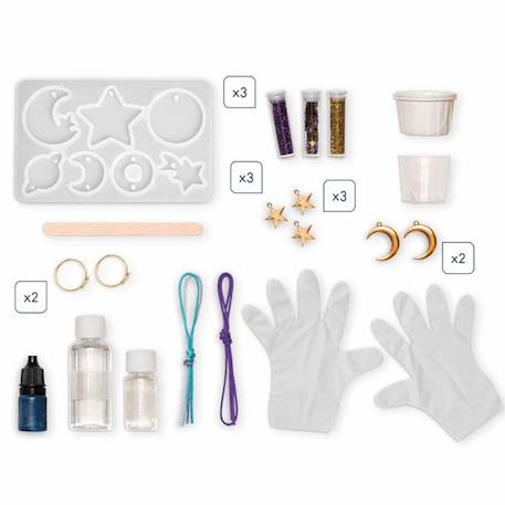 Kit Loisir Créatif Enfant JANOD - Les Ateliers Bijoux - 14 Bijoux Résine Galaxy À Créer VIOLET 2 - vertbaudet enfant 