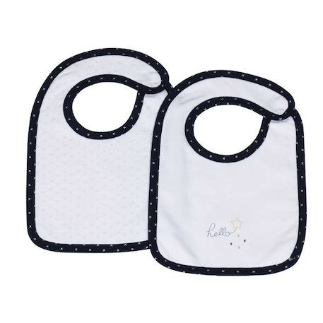 Bavoirs lot de 2 en coton blanc BLANC 1 - vertbaudet enfant 