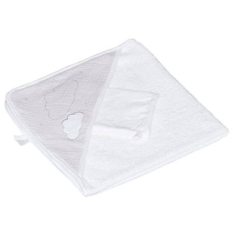 Cape de bain et gant en coton BLANC 1 - vertbaudet enfant 