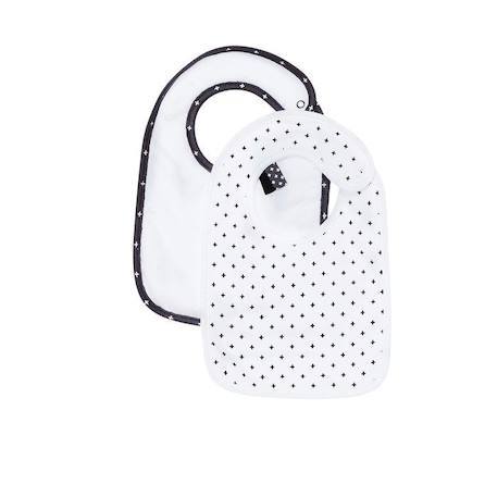 Lot de 2 bavoirs en coton blanc BLANC 2 - vertbaudet enfant 