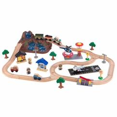 Jouet-Jeux d'imagination-KidKraft - Circuit train en bois Bucket Mounain avec 61 accessoires inclus, rangement pratique