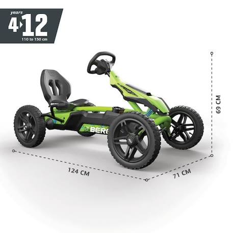 Kart à pédales BERG Rally DRT vert pour enfant - Pneus à chambre à air - Siège réglable - Garantie 2 ans VERT 1 - vertbaudet enfant 