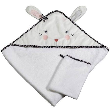 Sortie de bain lapin - SAUTHON - Miss Fleur de Lune - Blanc - 75x75cm - Coton BLANC 1 - vertbaudet enfant 