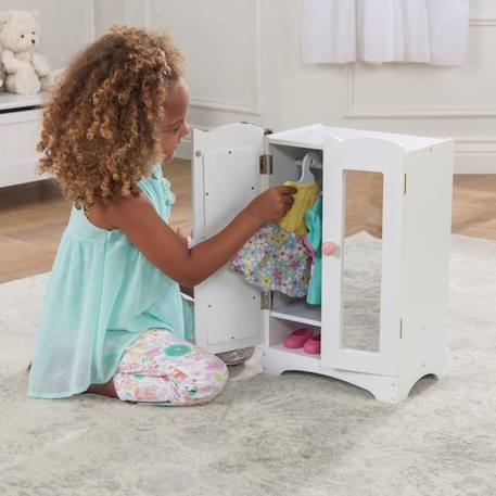 KidKraft - Armoire Poupée en Bois Lil' Doll,  accessoire pour poupées BLANC 3 - vertbaudet enfant 