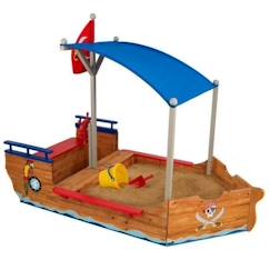 -Bac à sable en bois Bateau de pirate KIDKRAFT - Avec auvent, rangements et drapeau de pirate