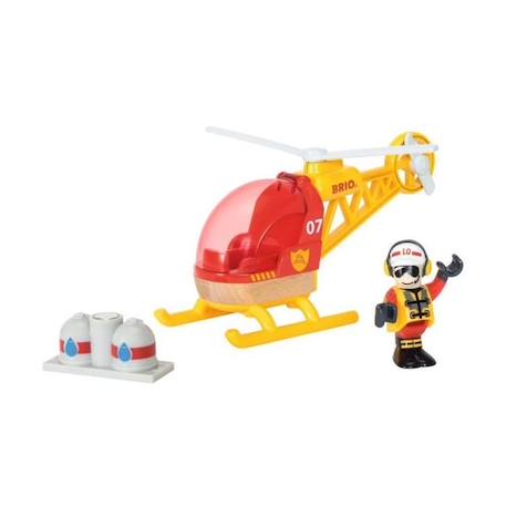 Hélicoptère des Pompiers BRIO World - Circuit de train en bois aimanté - Rouge et Jaune - Mixte dès 3 ans ROUGE 2 - vertbaudet enfant 