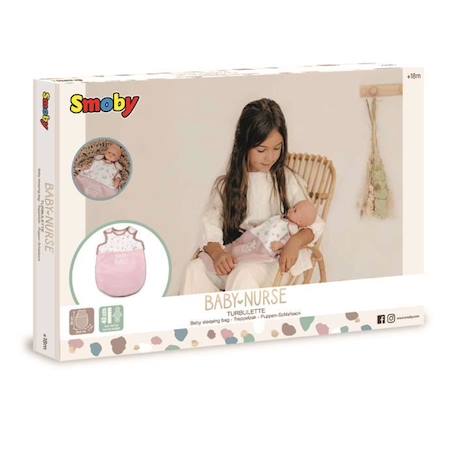 SMOBY - Baby Nurse Turbulette pour poupons jusqu'à 42cm - Porte-bébé en tissu réglable ROSE 6 - vertbaudet enfant 