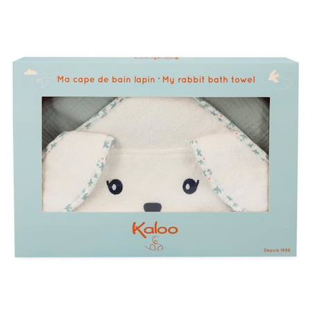 Cape de bain lapin colombe - Kaloo bleu - 100% coton - 75 x 75 cm BLEU 2 - vertbaudet enfant 