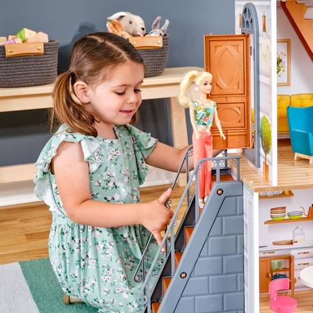KidKraft - Maison de poupées Rowan en bois avec 13 accessoires inclus BLANC 3 - vertbaudet enfant 