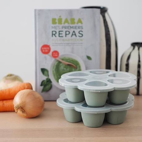 BEABA Multiportions en silicone de qualité premium, résistance thermique, couvercle hermétique, Fabriqué en Italie, 6x90 ml vert VERT 4 - vertbaudet enfant 