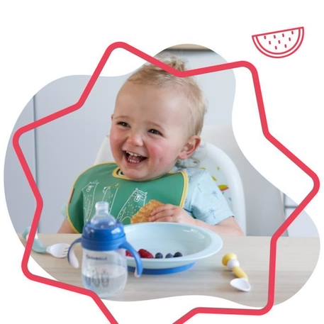 BADABULLE Lot de 3 assiettes bébé antidérapantes et incassables, compatibles micro-ondes, 12m+ BLEU 2 - vertbaudet enfant 