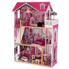 Jouet-Poupons et poupées-KidKraft - Maison de poupées en bois Amelia avec 15 accessoires inclus
