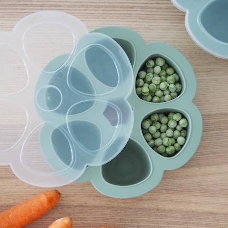 BEABA Multiportions en silicone de qualité premium, résistance thermique, couvercle hermétique, Fabriqué en Italie, 6x90 ml vert VERT 5 - vertbaudet enfant 