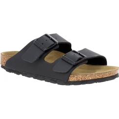 Chaussures-Chaussures garçon 23-38-Sandales-Sandales Birkenstock Arizona Birko-Flor Enfant - Noir - Boucle de serrage - Confort exceptionnel