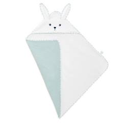 Linge de maison et décoration-Cape de bain lapin colombe - Kaloo bleu - 100% coton - 75 x 75 cm