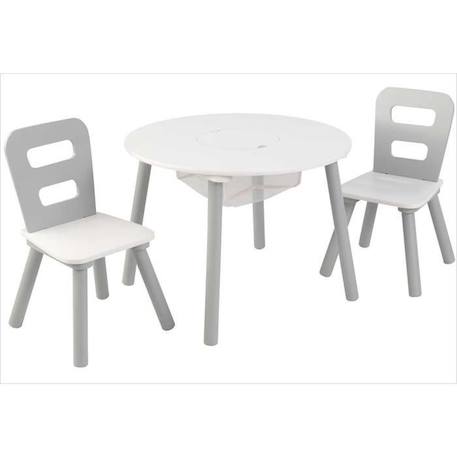 KidKraft - Ensemble table ronde avec rangement + 2 chaises - Gris et blanc BLANC 2 - vertbaudet enfant 